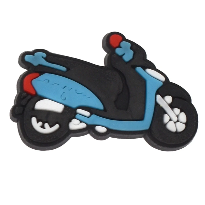 Motocicleta PVC Sapato Encantos para Crocs, Mulheres Tamancos Buckle, Crianças Pins Decoração, Acessórios Jeans, X-mas Gift, Hot Sale, 1Pc