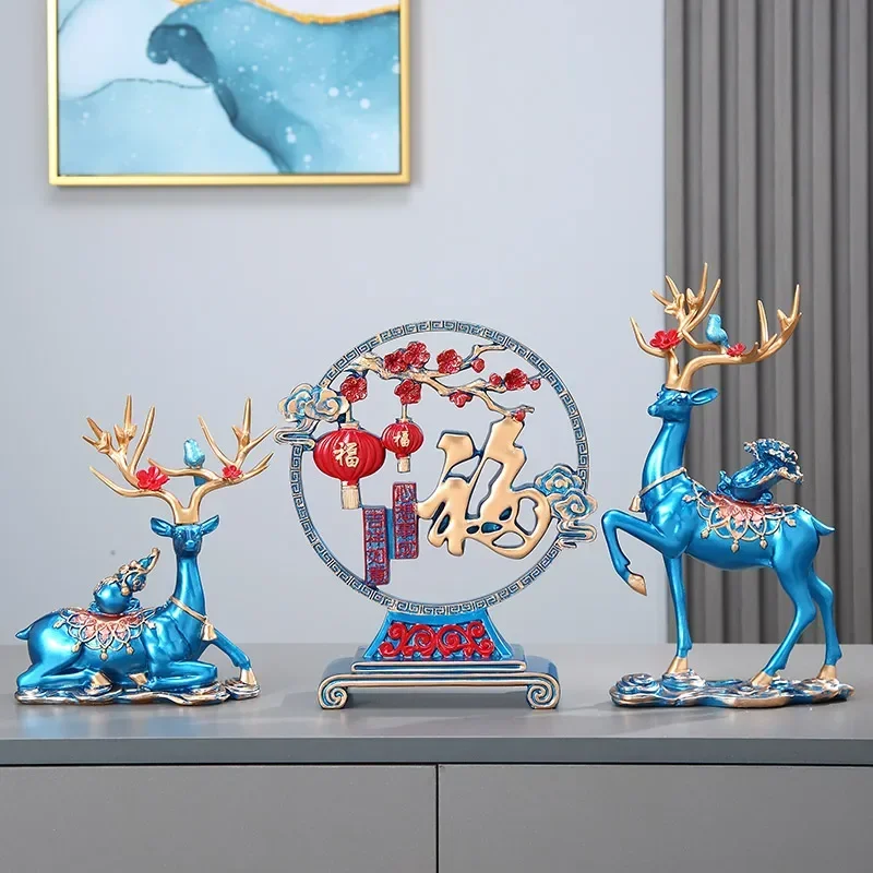 cross-border European living room entrance TV cabinet deer ornament three-piece set