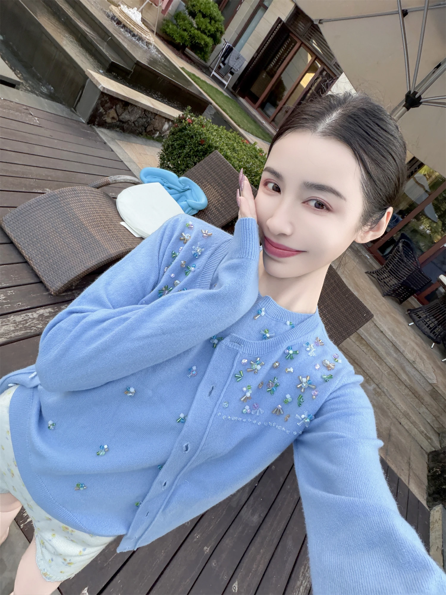 

Nothing Nine Handmade Daisy 100 Merino Wool Knitted Flower Bead Open Cardigan Vest Women's Fashion Set Autumn 2025 China