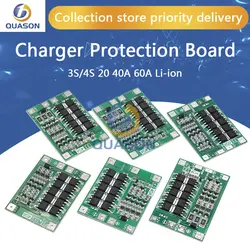 3S/4S 20 40A 60A Li-ion Lithium Battery Charger Protection Board 18650 BMS Drill Motor 11.1V 12.6V/14.8V 16.8V Enhance/Balance