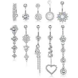 Bobisty 14G Belly Button Rings for Women Surgical Steel Navel Helix Piercing CZ Barbell Belly Button Rings Body Piercing Jewelry