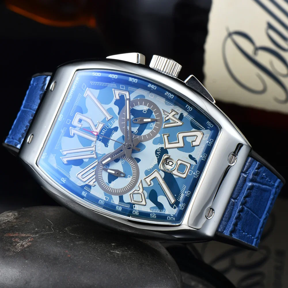 New FRANCK MULLER Brand Geneva Watches For Mens Multifunction Chronograph WristWatch Fashion Business Sports AAA Male Clocks