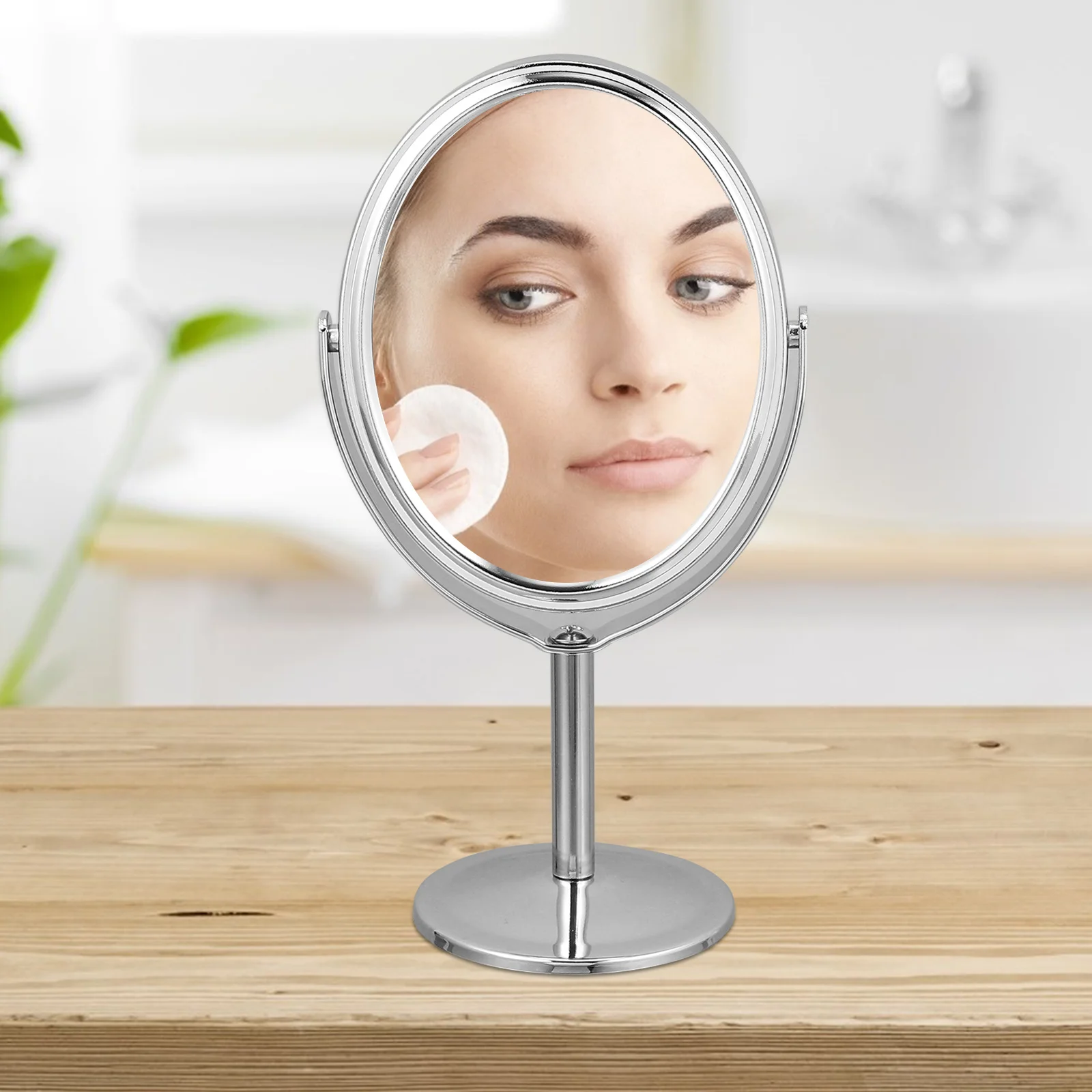 Double Side Silver Mirror Rotatable Swivel Desktop Makeup Mirror for Vanity Table Bedroom Bathroom Countertop #2
