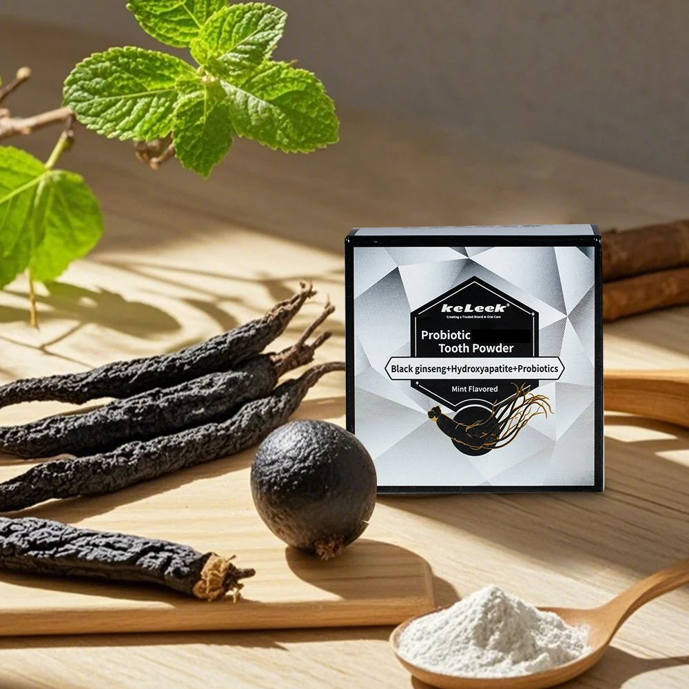

Whitening tooth powder powder containing black ginseng essence mint nourishes the mouth contain fluoride whitens teeth cleans