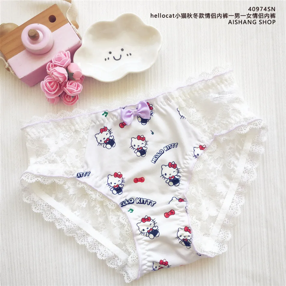 Sanrio Hello Kitty sous-vêtements de couple filles sous-vêtements en dentelle érotique culottes sous-vêtements pour hommes coton Sanrio couple cadeau sous-vêtements