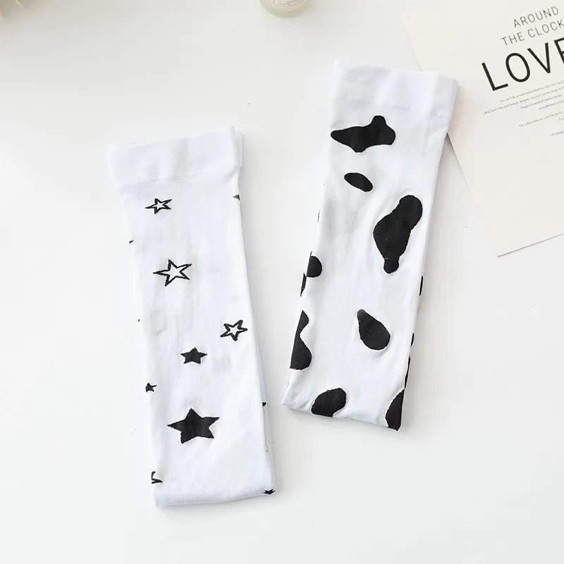 المرأة الربيع الصيف الجوارب الاتجاه فوق جوارب الركبة الكرتون المطبوعة البقرة الجوارب بلون بسيط رقيقة موضة مضحك بالجملة #4