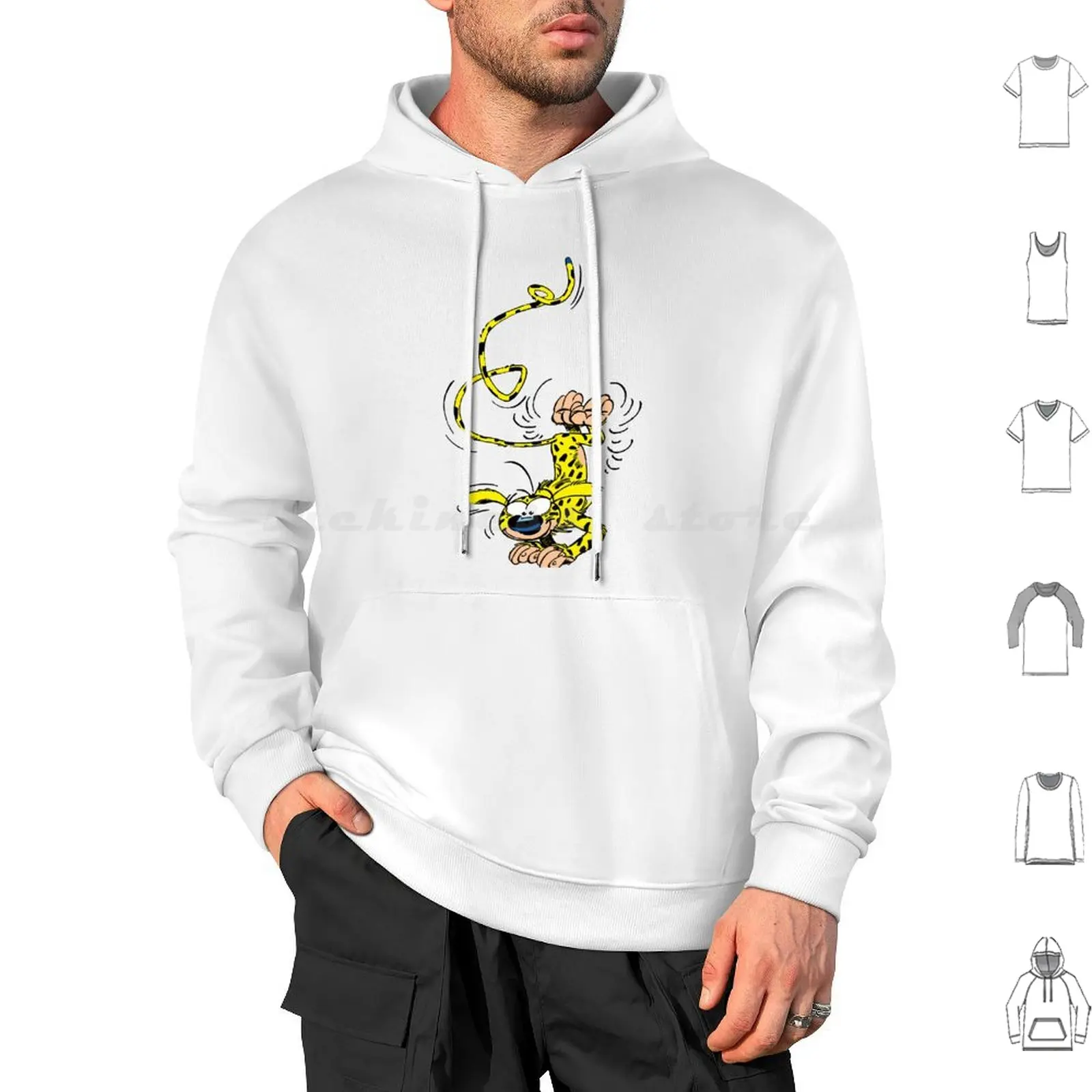 Marsupilami Handstand Hoodies Long Sleeve Comic Book Character Yellow André Spirou Belgium France Fantasio Pet Magazine