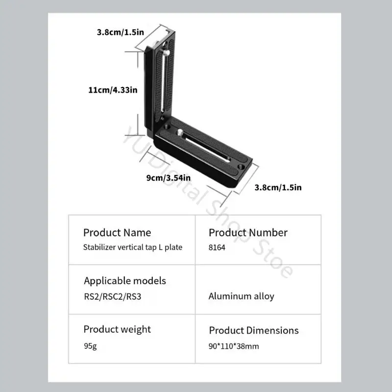 96BA Landschaftskamera-Halterung in L-Form mit vertikaler Rahmenunterstützung, Aluminiumkonstruktion, seitliche – Detail 6