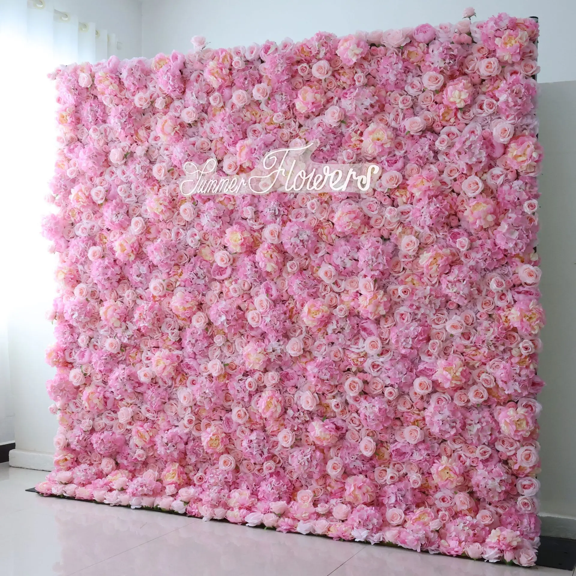 Mixed Flower Series 3D Nude Pink Hydrangea Rose Faux Wall fabric Outdoor Wedding background proposal party decorative props