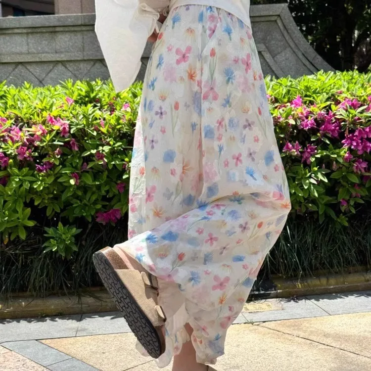 

Color Bud Culottes Women's Spring Summer 2026 New High Waist Loose Floral Wide Legs