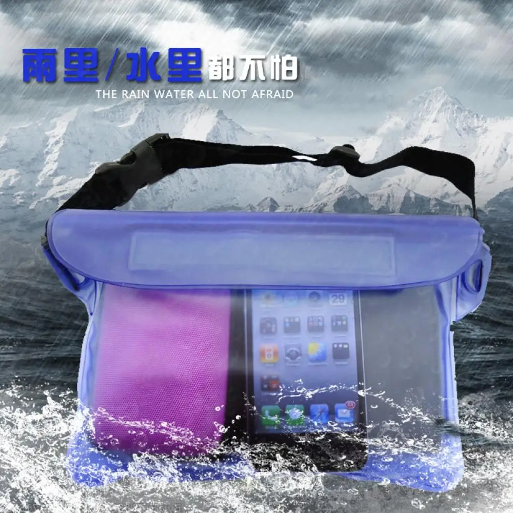 ISKYBOB Men Waterproof Pouch Dry Bag Waist Pack Phone Cover Bag Swimming Drifting Portable Purse Male Beach Bag Blue