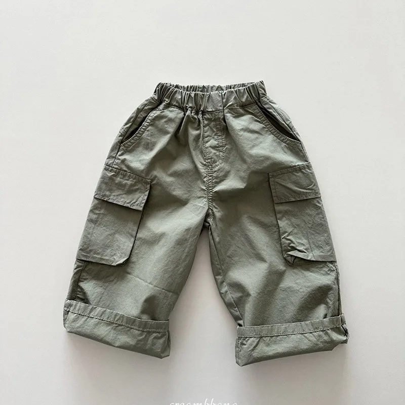2026 New Children Cargo Pants Boys Girls Spring Autumn Big Pocket Casual Pants Baby Loose Trousers Fashion Kids Clothes