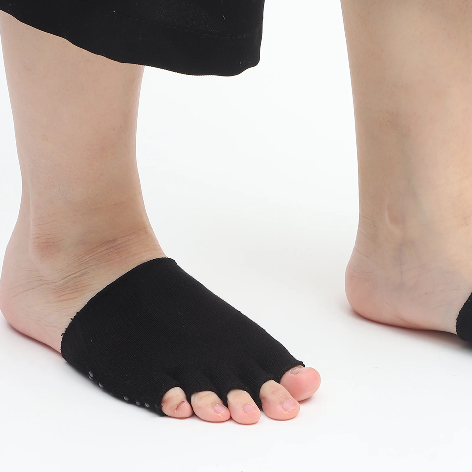 

Dotted Toe Women High Heel Half Invisible Forefoot Anti Slip Black Wear Resistant Five Finger Girl Socks Toe Socks Women