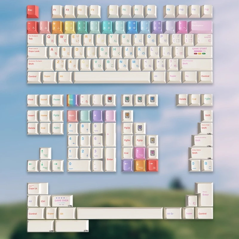 

Macaron Theme Keycaps Set English/Japanese Keycaps Custom146 Keys PBT Cherry Profile Sublimation Mechanical Keyboard Keycap
