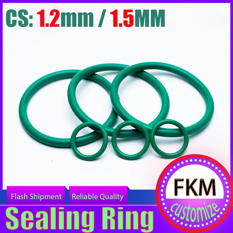 

FKM WD1.2/1.5mm OD4-30mm Green Fluorine Rubber O-Ring Oil Resistant Acid Alkali Resistant&HT Resistant Premium Sealing Gasket