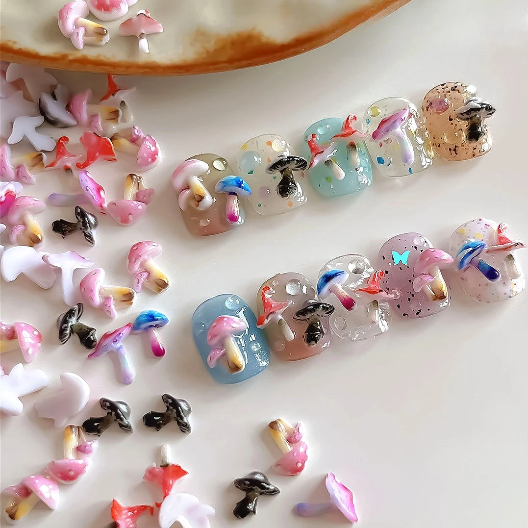 

Lovely Mushroom Strawberry Cherry Carrot Ice Cream Cone Lollipop Resin Nail Art Decorations Manicure Tools Accessories Wholesale