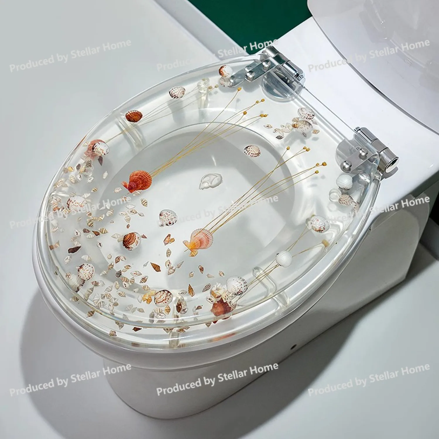 Crystal Color Resin Toilet Seat Lid Locking Transparent Soft Close UVO Universal Thickened Ocean Waterproof Urea - Image 3