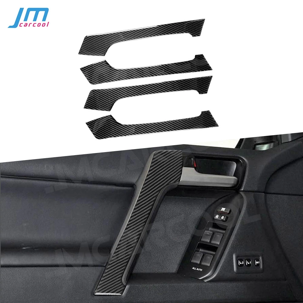 Car Door Interior Handle Carbon Fiber Trim Cover Stickers For Toyota Land Cruiser Prado 2010-2018 4 PCS/Set