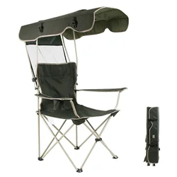 Portable Folding Chair With Canopy Shade Beach Chair Camping Chair Lawn Chair Perfect For Outside Activities Anti-Slip