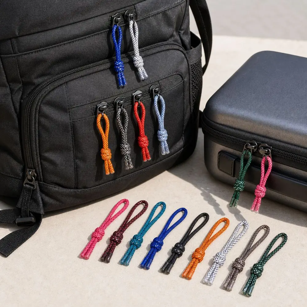 20Pcs New 8cm Zipper Pull Cord Knotted End Colorful Pattern Zipper Replacement Pull Braided Zipper Pull Cord Luggage Accessories