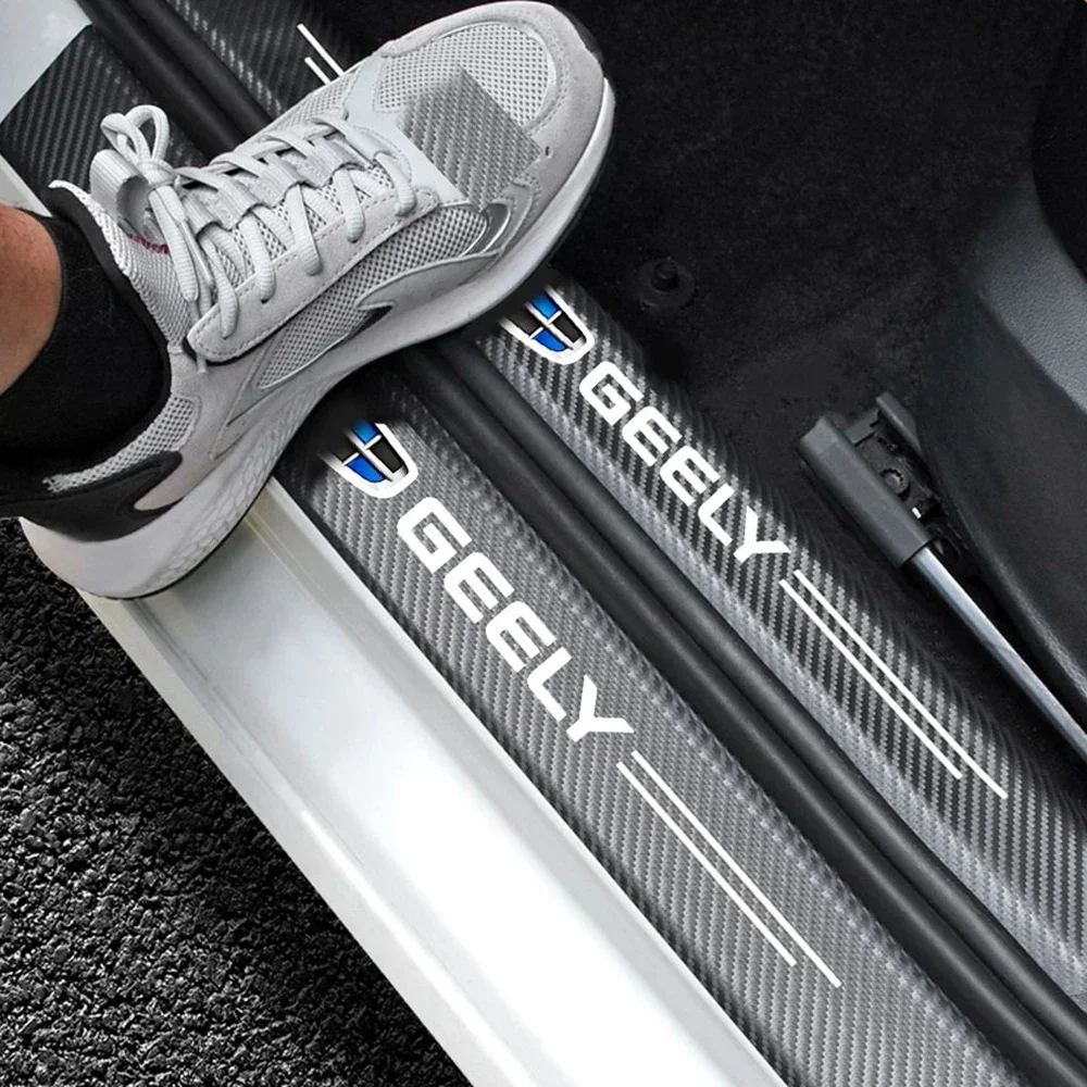 Наклейки на порог автомобильной двери от царапин и грязи для Geely GX3 Tugella Coolray Emgrand EC7 EC8 Binray EV8 GE EX7 GC2 GC4 GC5