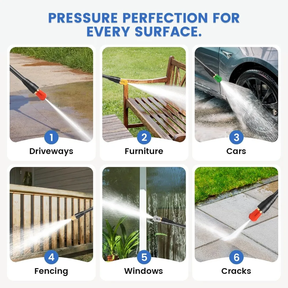 5000PSI 파워 클리너 (폼 캐논 포함), 4개 노즐, 33피트 호스 및 세제통, 자동차 세척기/자동차