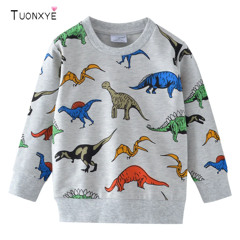 

TUONXYE Spring Boys Long Sleeves Sweatshirts Cartoon Dinosaur Pattern Breathable Cotton Soft Knitting Children's Top Clothes