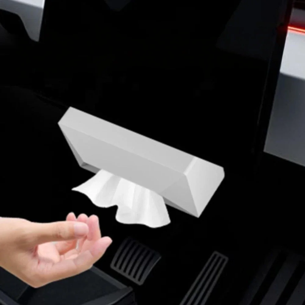 Voor Tesla Cybertruck Siliconen Auto Tissue Box Rugleuning Hangende Tissue Houder Box Met Fix Strap Auto Interieur Accessoires