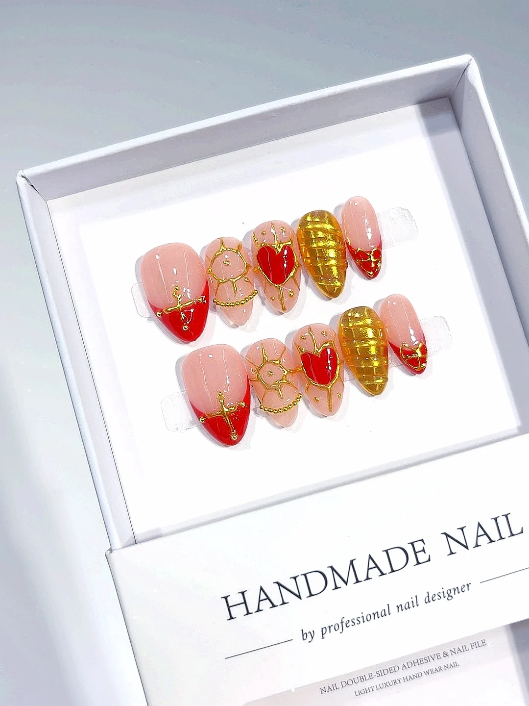 Linha irregular coração curto amêndoa estilo casamento moda nail art (C379)