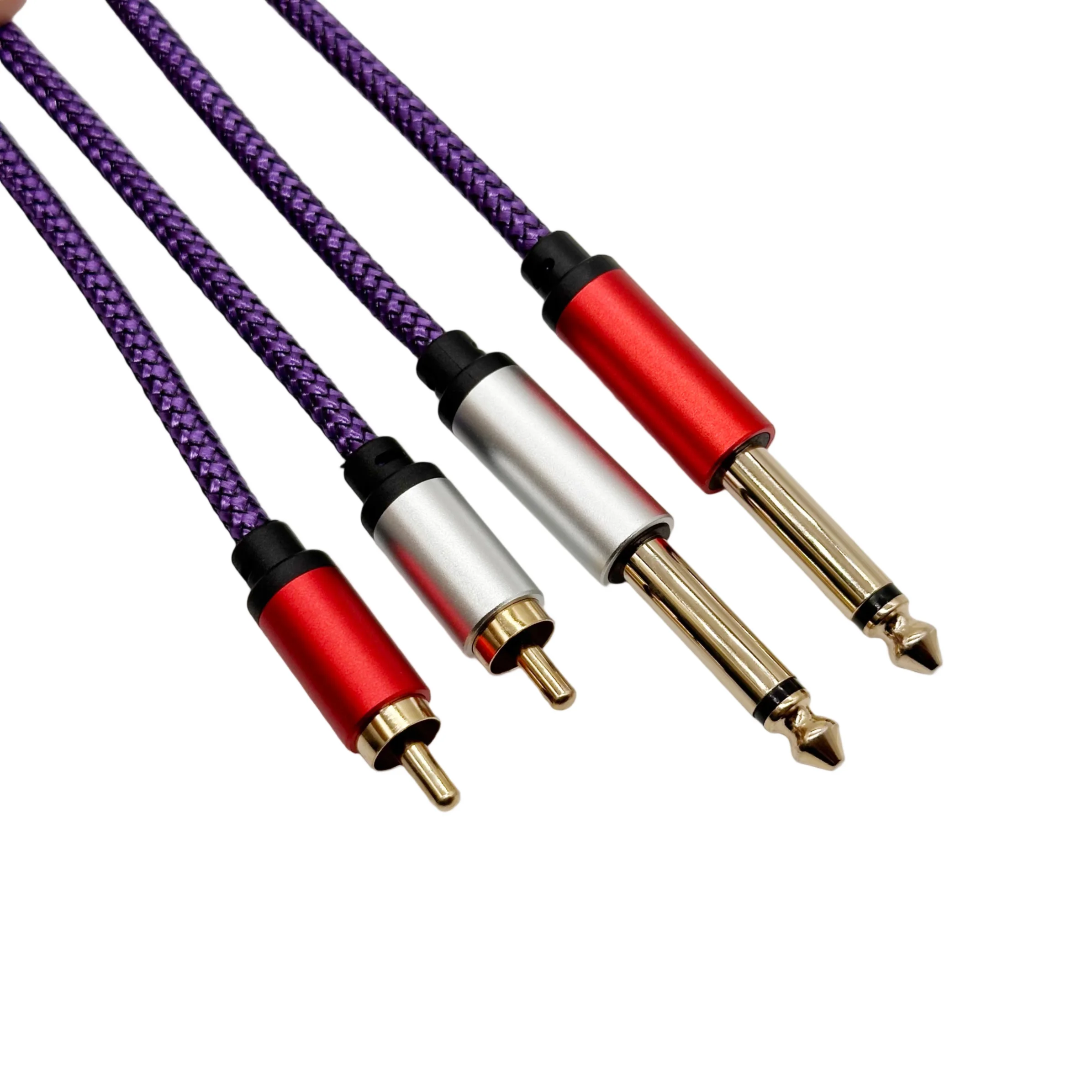 RCA To 6.35mm Cable 2 1/4inch TS To 2 RCA Male To Male Stereo Audio Adapter Cable for Microphone Mixer Sound Card Amplifier