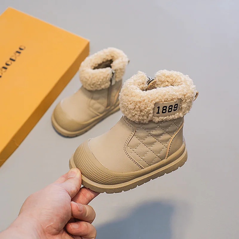 Snow Boots Winter Plush Warm Cotton Shoe Soft Soled Baby Walking Shoes Anti Slip Breathable Children Cotton Shoe Girl Boot