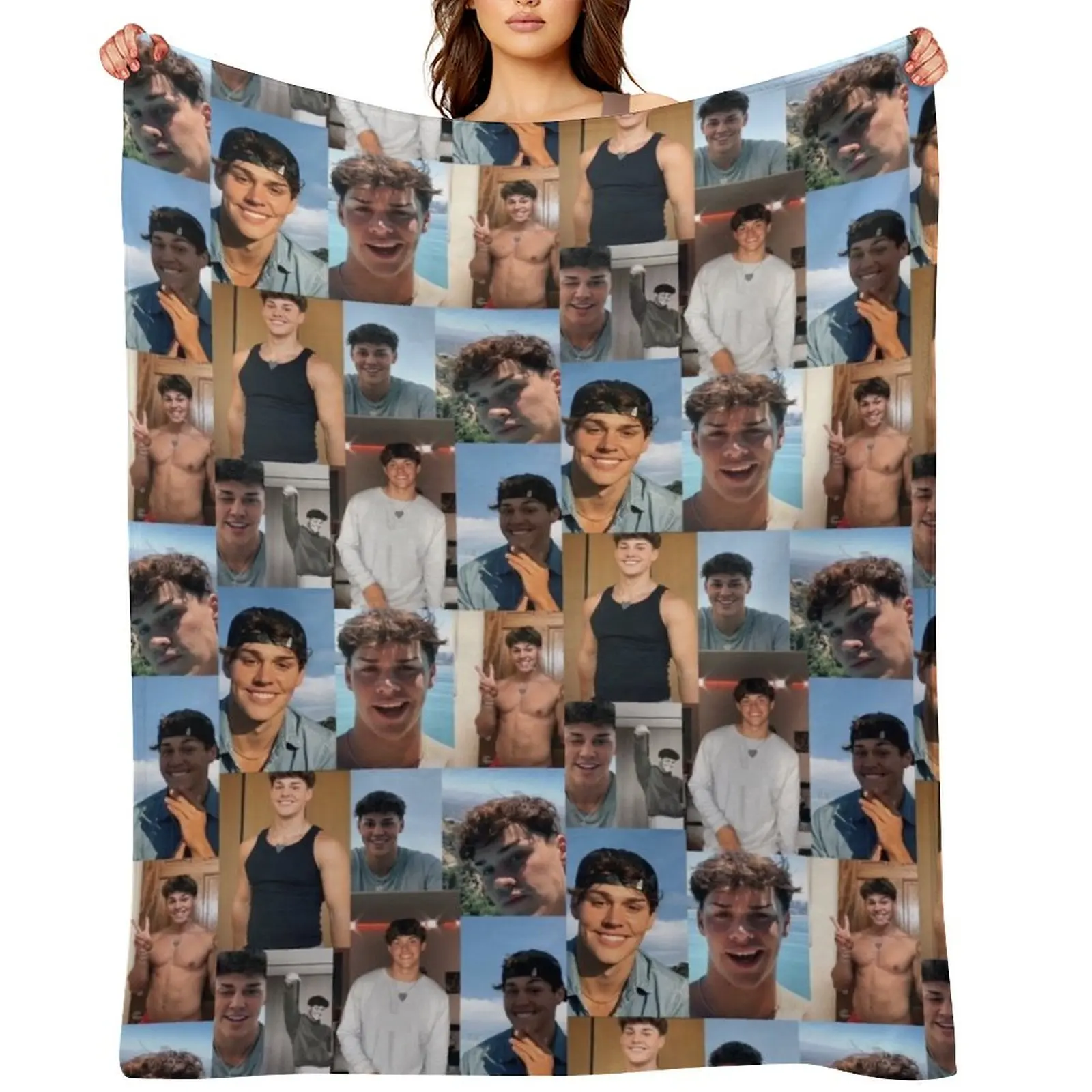 

Noah Beck Collage Pictures Throw Blanket Furrys Softest Plush Single Blankets