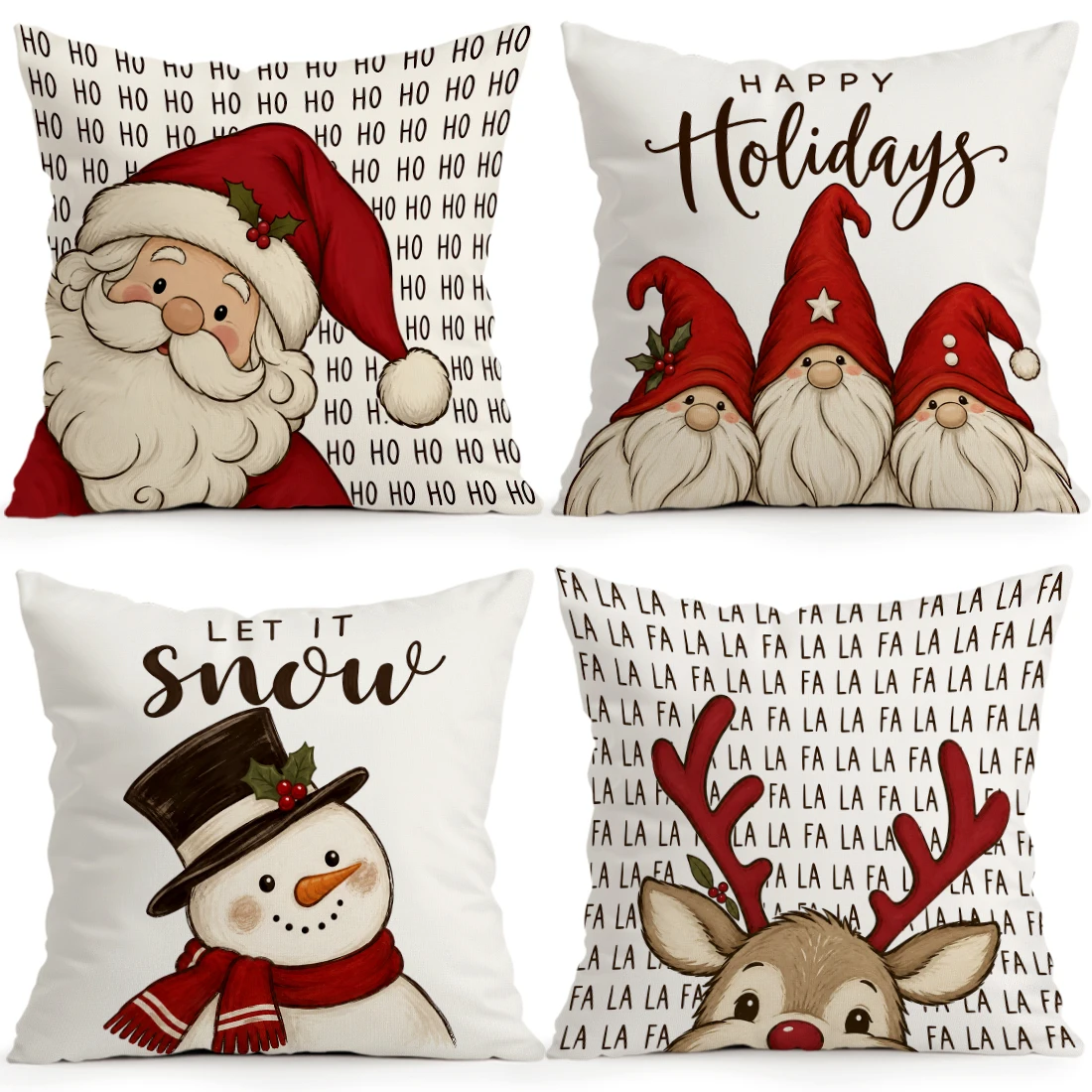 Cartoon Santa Claus Snowman Goblin Cushions Pillowcase Polyester Cushion Cover Throw Pillow Pillowcover Home Car Sofa Decor