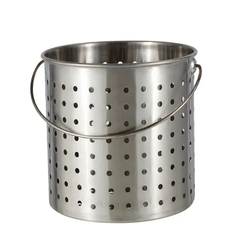 Stainless Steel Hole Meat Leakage Frying Drain Filter Portable Bucket Chef Cookware Set Big Cooking Pot Barrel