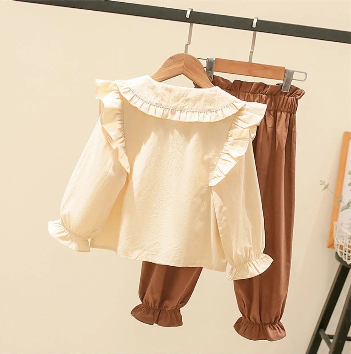 2023 spring autumn children girls clothing suits Kids bowknot long-sleeved Blouse Shirts + Pants2pcs Clothes sets