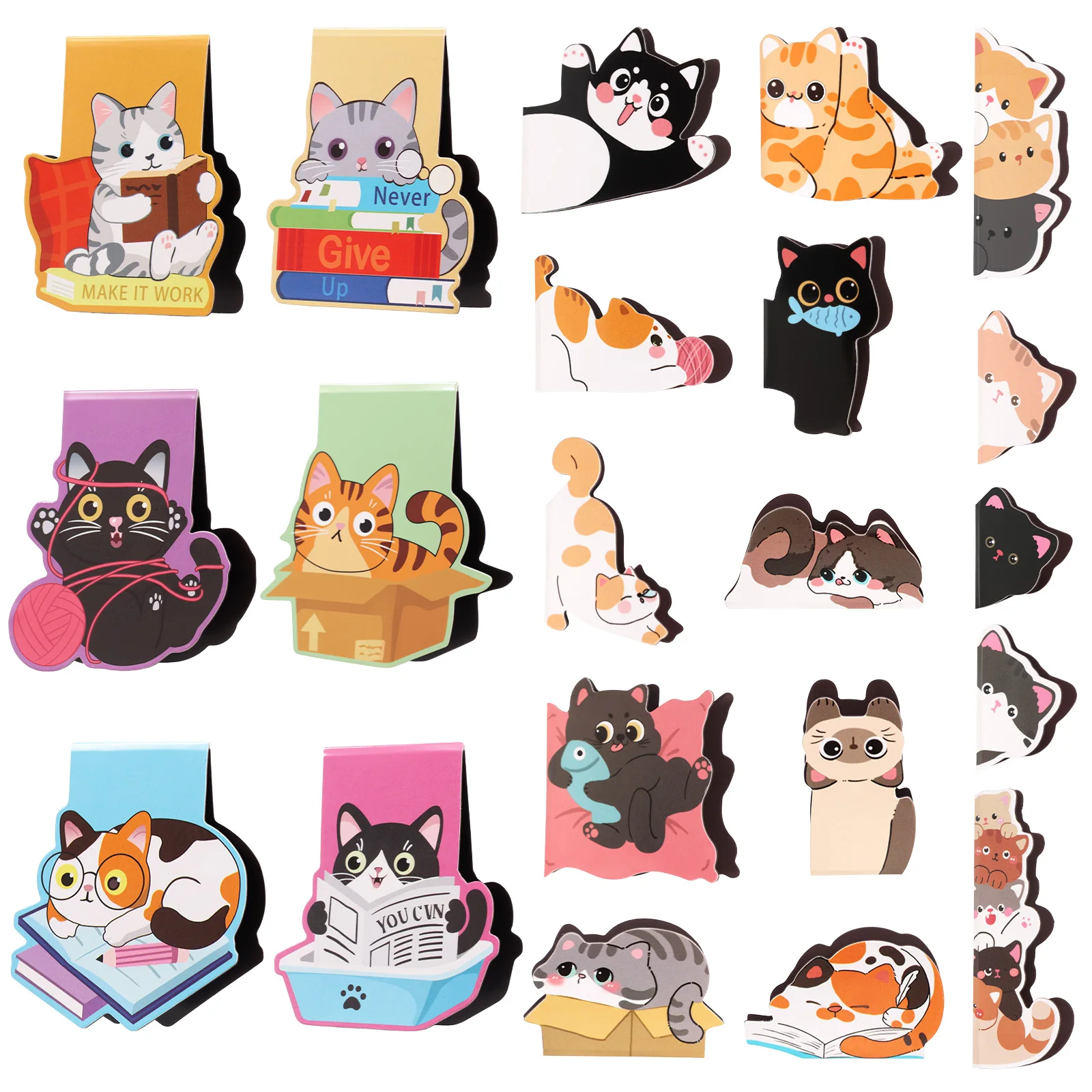 

21 шт. магнитных закладок «Кавайные котики», забавные клипсы-маркеры для книг, разнообразные маркеры страниц, канцелярские принадлежности для студентов и читателей, аксессуары для чтения