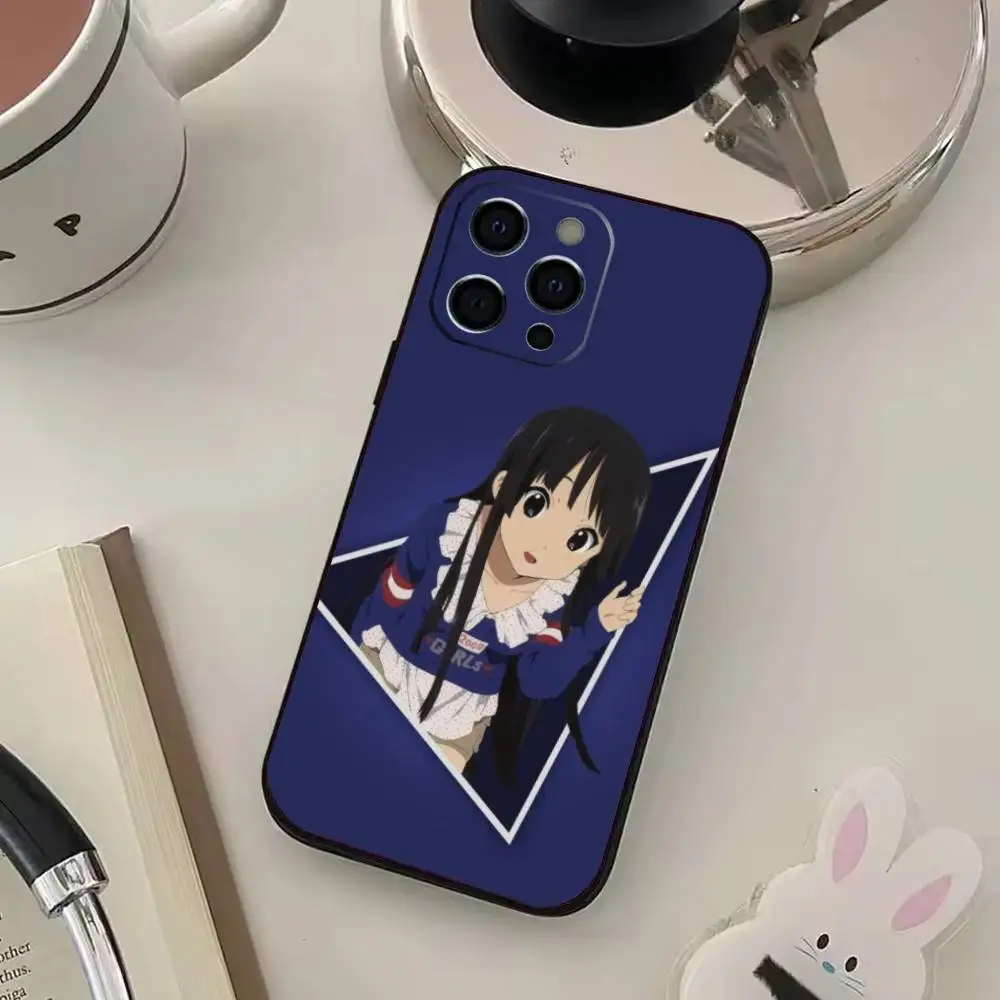 Funda de teléfono Anime K-K-ON Akiyama Mio para iPhone16,15,14,13,12,11Pro Max, funda negra de silicona suave 1G