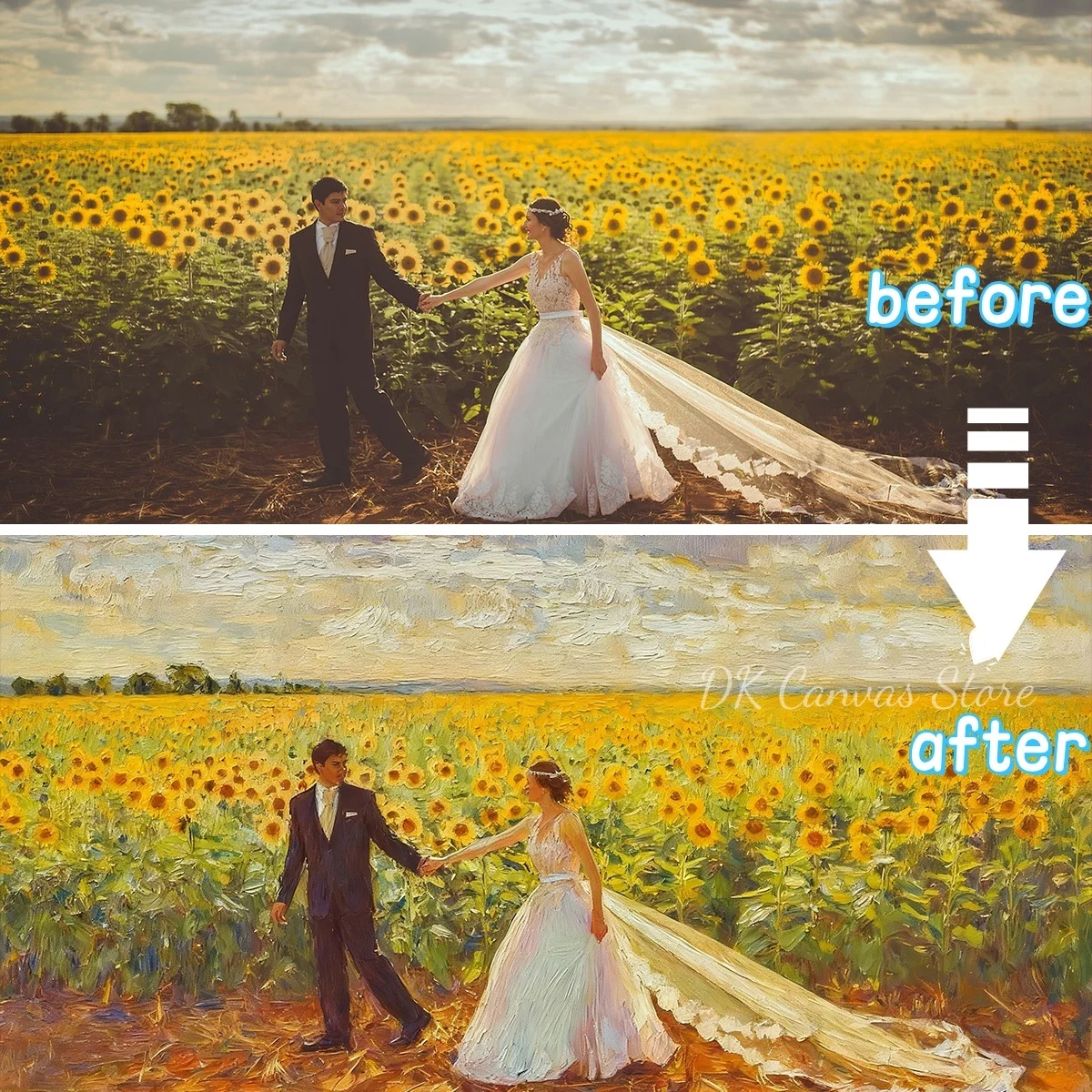 شخصية مخصصة النفط اللوحة نمط قماش الطباعة تخصيص صورتك لصورة الأسرة الحيوانات الأليفة ديكور منزلي للزفاف #3