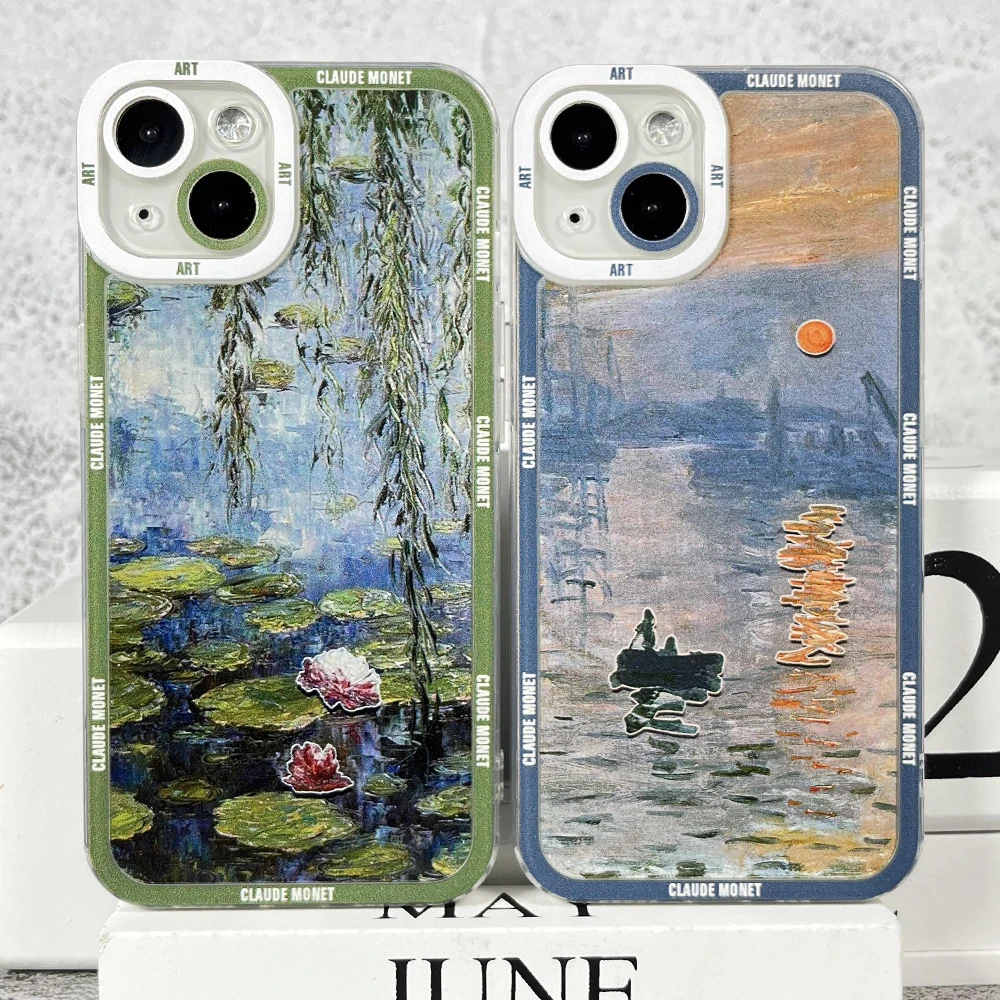 Case For Samsung Galaxy S20 S21 S22 S23 A13 A21s A32 A33 A52 A53 A73 A54 A14 Soft Cover Claude Monet Art Lotus