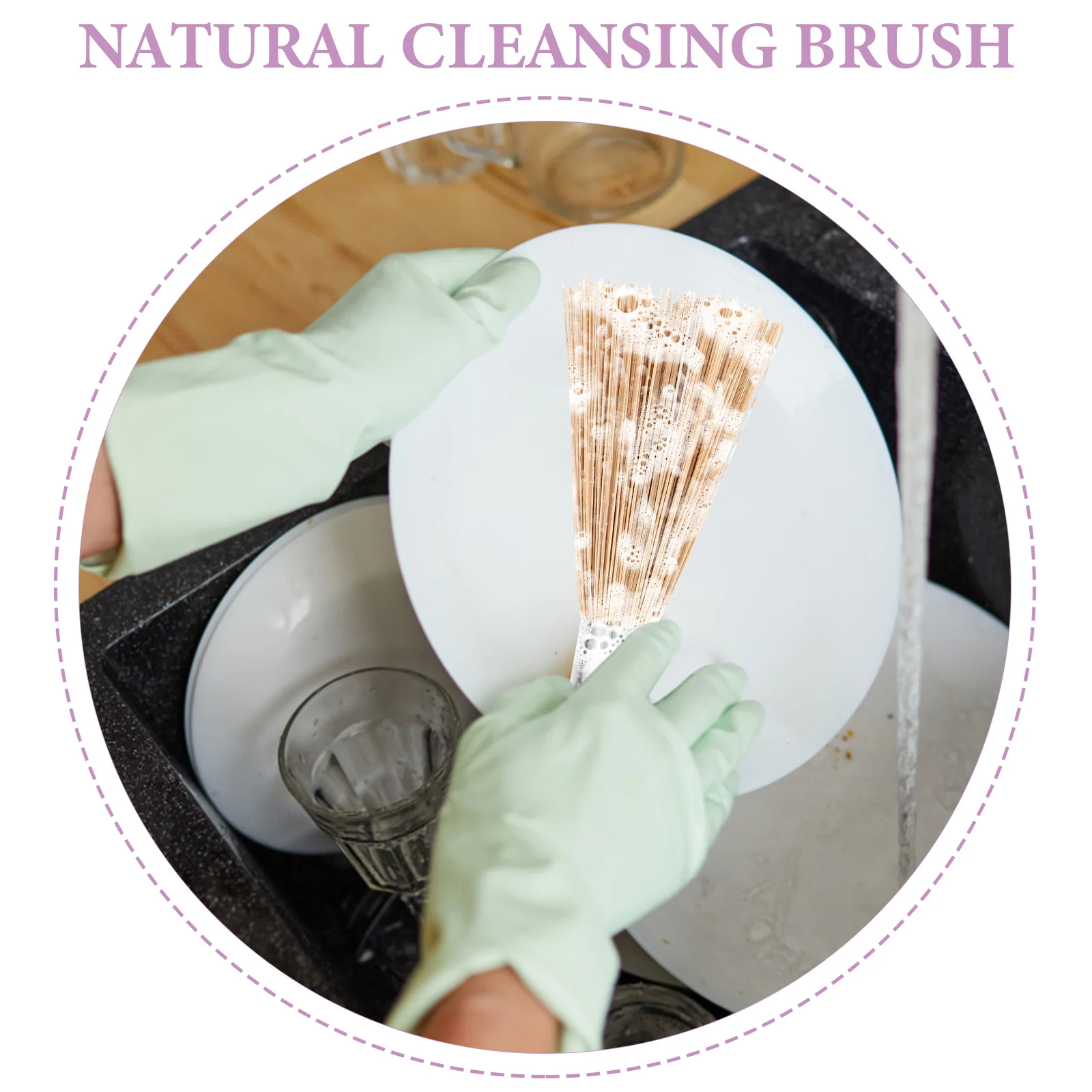 2pcs Bamboo Pan Long Handle Wok Cleaning Brush Dish Kitchen Tool for Home Restaurant bamboo cleaning brush