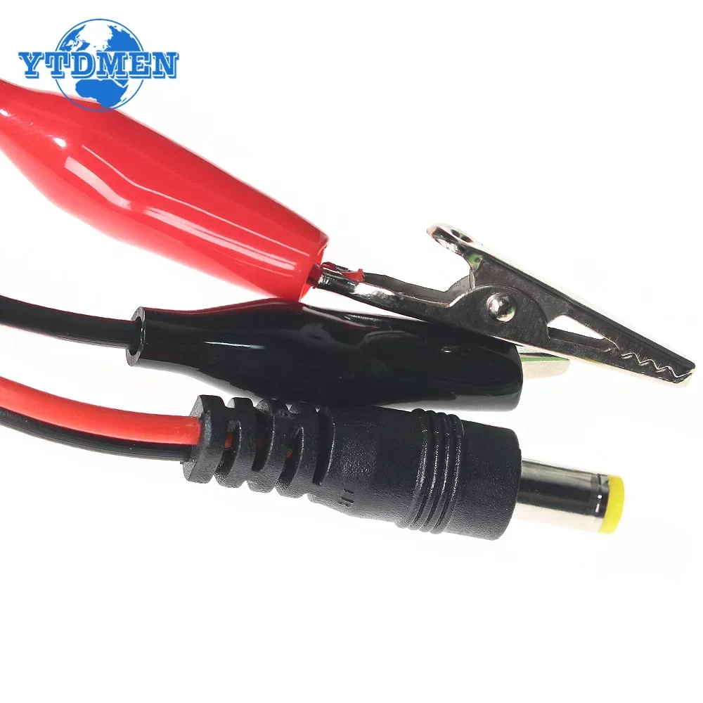 1PCS 2 Alligator Clip 1 Male or Female DC Power Plug Connector Medium Alligator Clip Cables 1m/0.5M/0.27M 5.5*2.1mm Test Leads