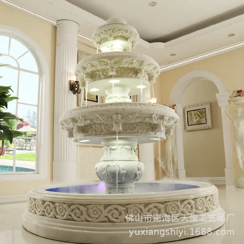 

HYS European sandstone fountain, hotel interior decoration water fountain, large rockery fish pond flowing water ornament