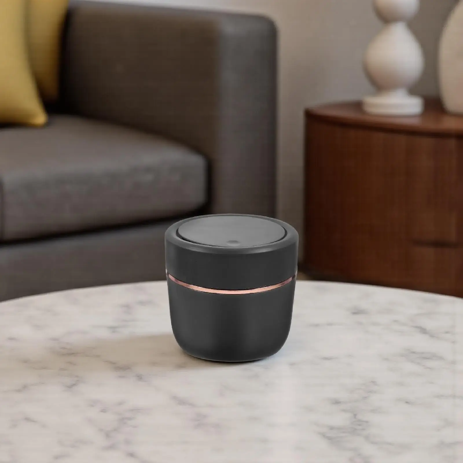 

Plastic Desktop Trash Can Press Lid Mini Garbage Bin Compact Table Rubbish Container Odor Proof Office Wastebasket