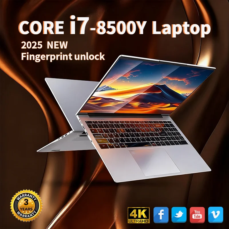 

15.6" Windows 11 Pro Laptop Computer Core i7 8500Y 16GB RAM 1TB SSD Laptops Office Computer PC Fingerprint Unlock Notebook