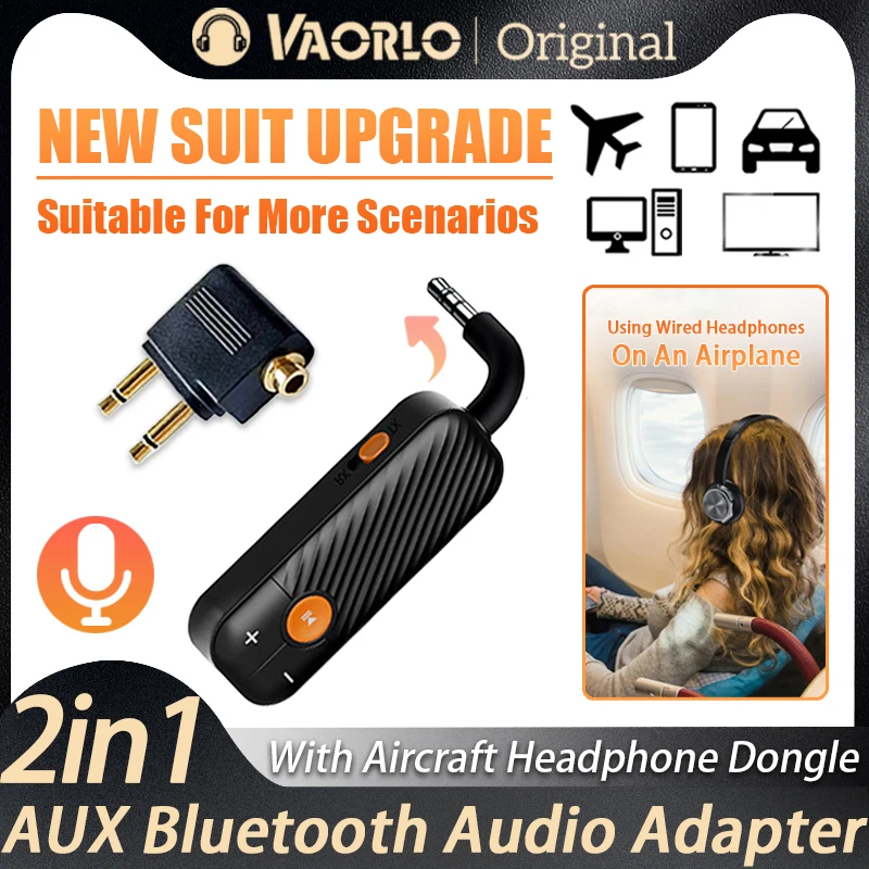 2 w 1 Bluetooth Audio nadajnik odbiornika 3.5MM AUX z mikrofonem samolot muzyka Stereo Adapter słuchawkowy klucz sprzętowy bezprzewodowy zestaw