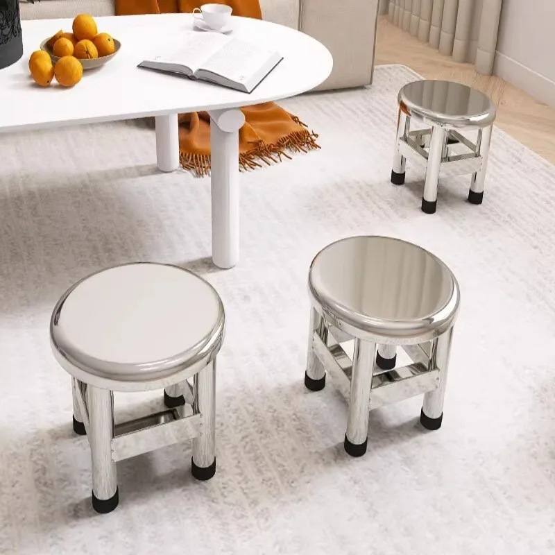 

Прочный круглый табурет из нержавеющей стали 304, нескользящее сиденье для душа, утолщенная подставка для ног для прихожей, табурет для домашнего использования