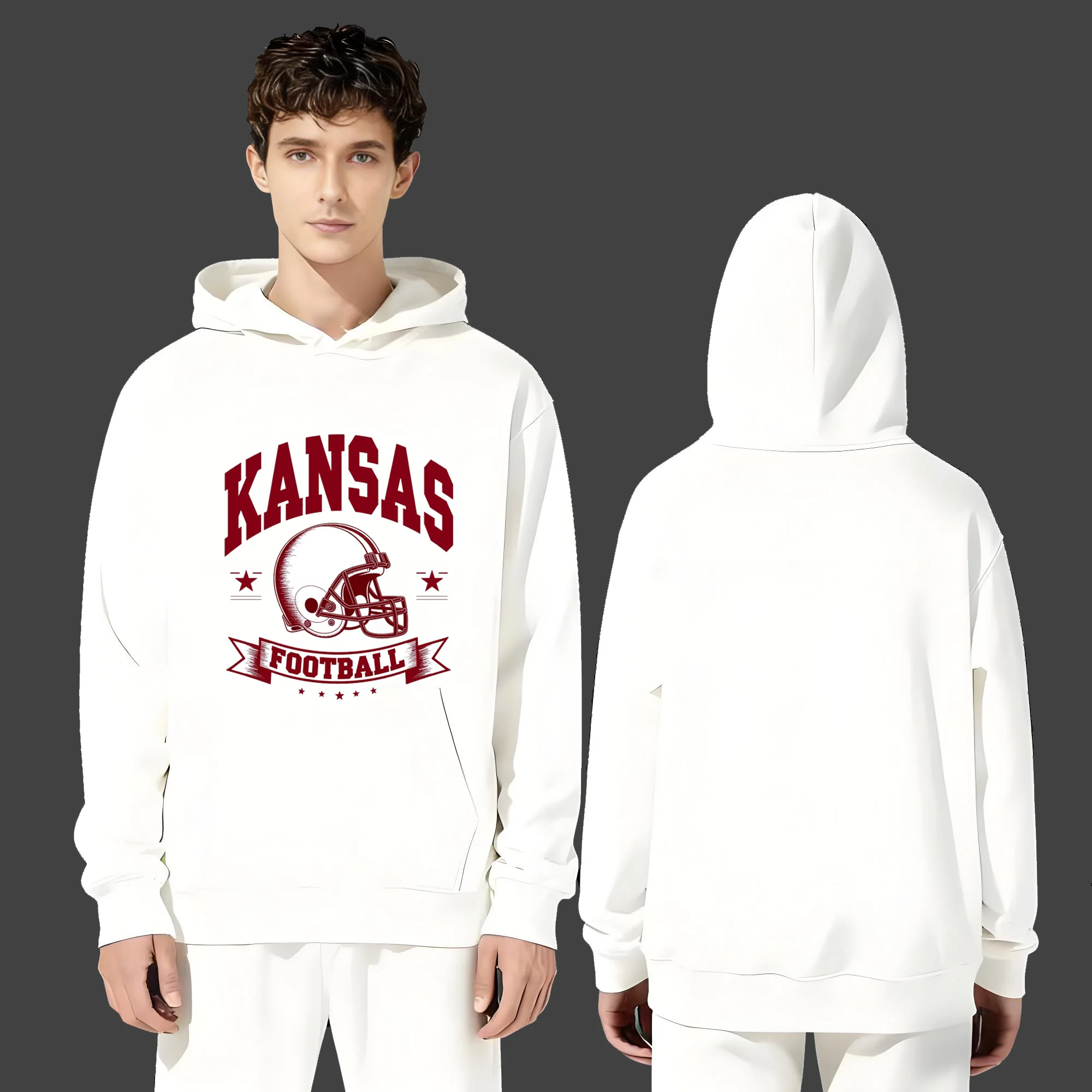 

The latest fashion casual 330g heavyweight hoodie for men and women in 2025 featuring letter and helmet pattern prints