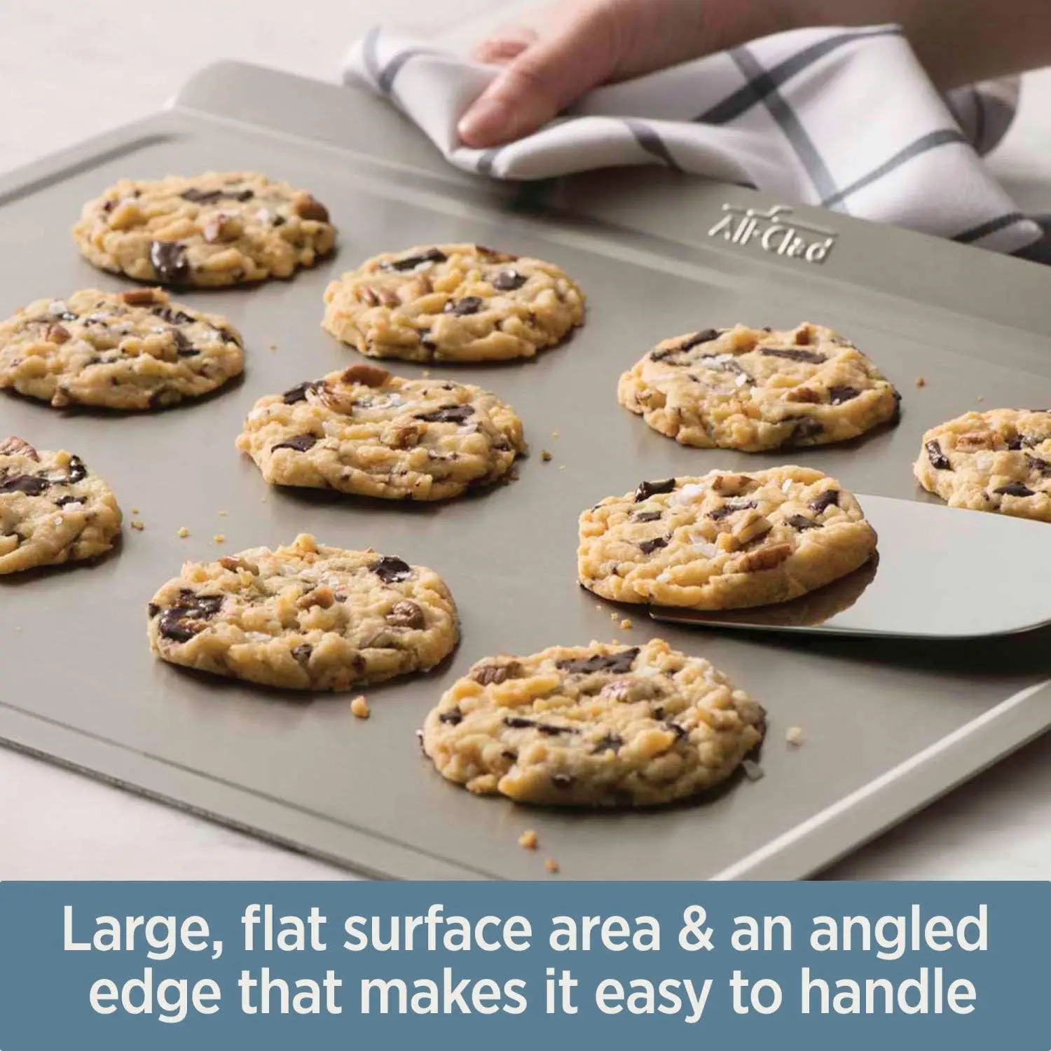 D3 3-Ply Stainless Steel Baking Sheet 10x14 Inch Induction Oven Broiler Safe 600F Half Sheet, Cookie Sheet, Muffin Pan,