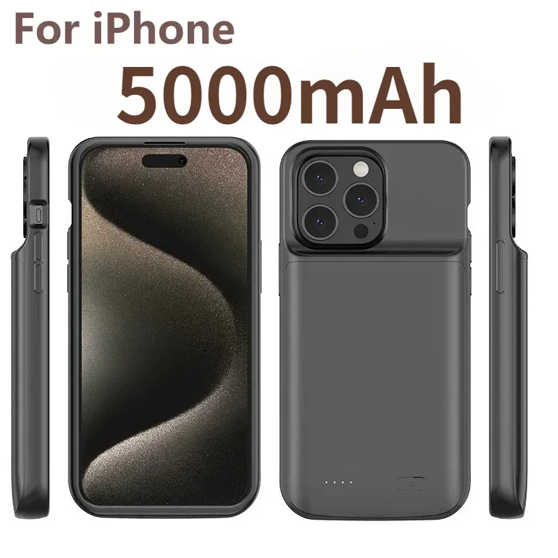 

2024New 5000Mah Battery Charger for 15/15 Pro/Pro Max/15Plus Battery Case Pow Mobile Phone Accessories Battery Charger Cases