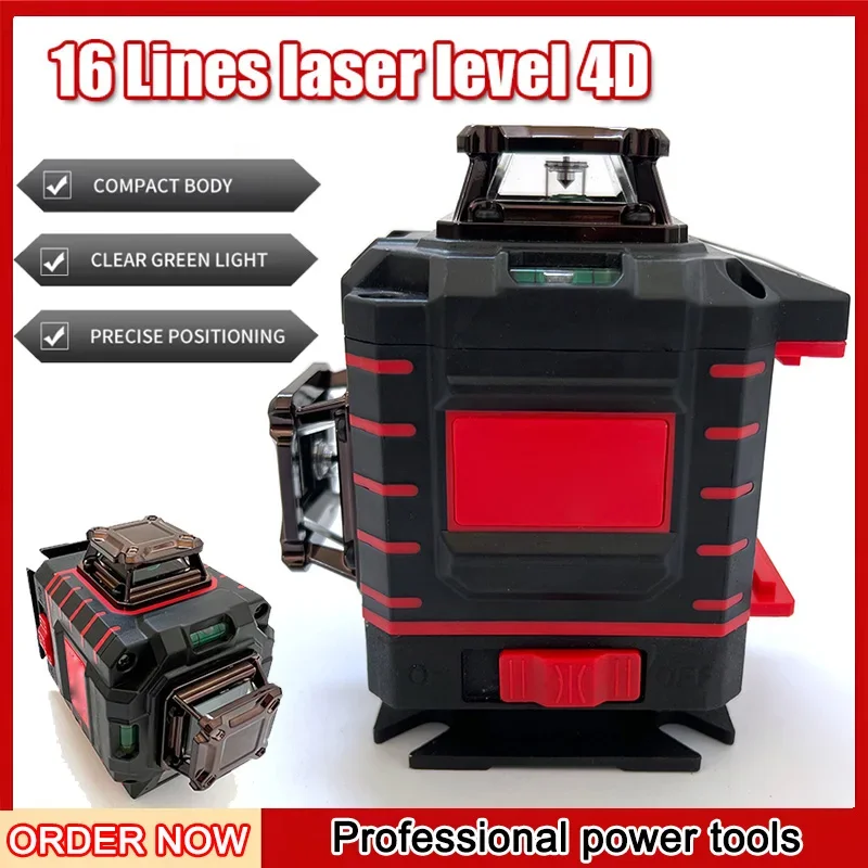 

Подходит для Milwaukee, 4 стороны * 360 градусов, вертикальный, 4,2 В, 3-4D, лазерный уровень, зеленый луч, 16 линий, самовыравнивающаяся вертикальная перекрестная лаза